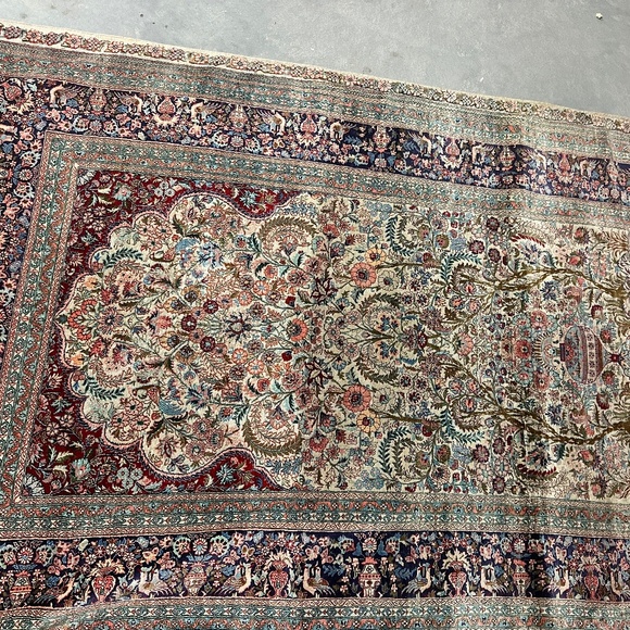 Vintage Persian Silk & Wool Floral Rug – Handwoven Kashan Design, 8x10 - Picture 2 of 3